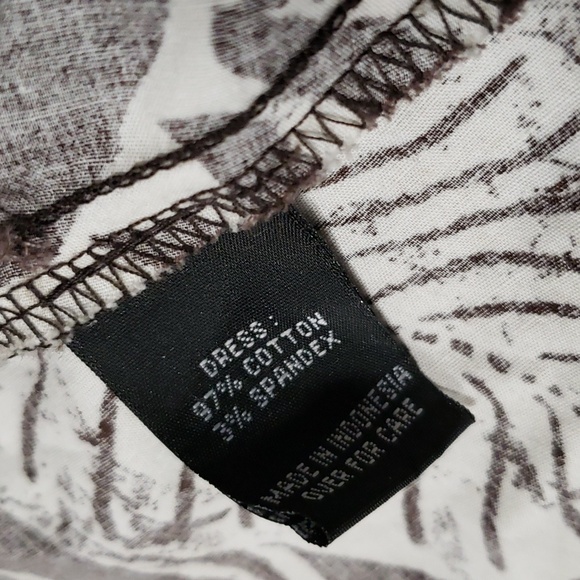 (M) IZ Byer Palm Print Lightweight Sleeveless Fit & Flare Assymetrical Midi - Picture 7 of 8